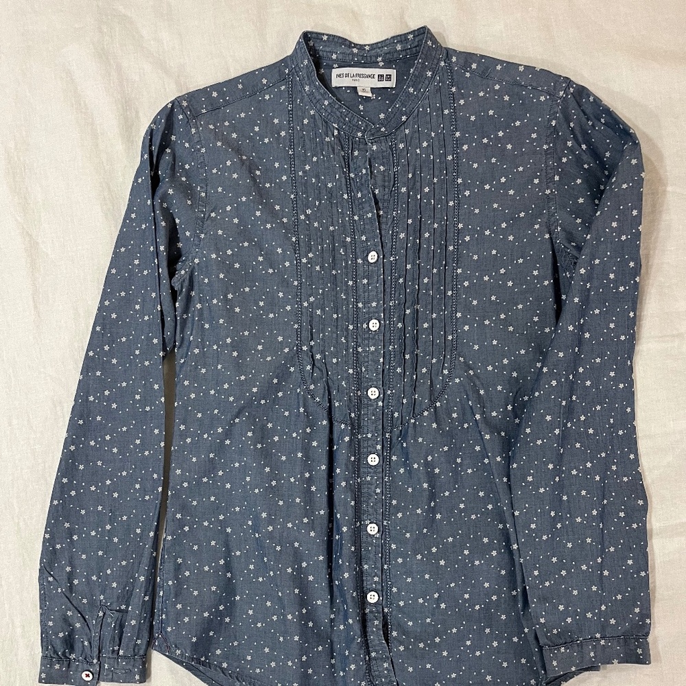Uniqlo Ines de la Fressange Chambray Button Up Shirt X-Small